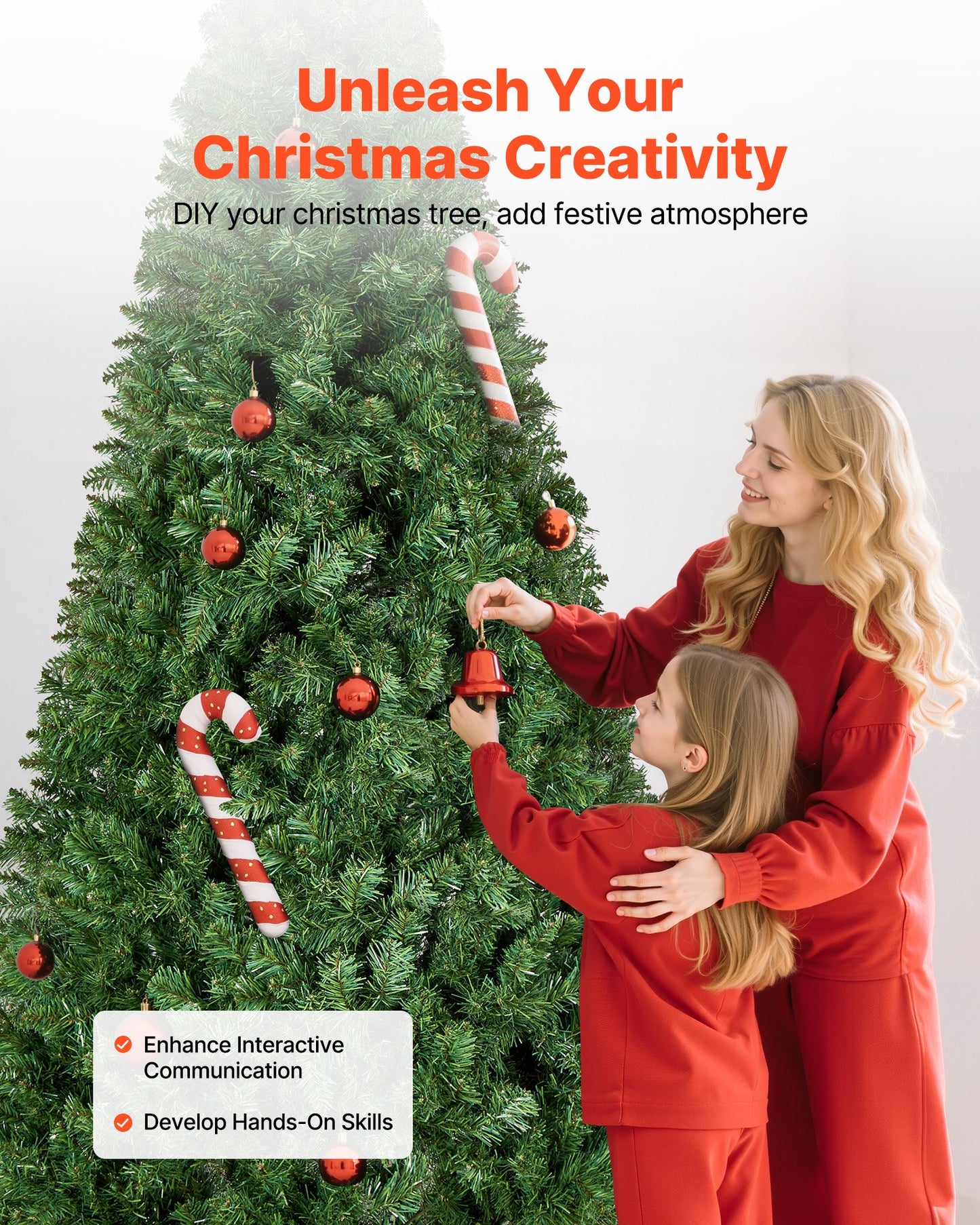 Christmas Tree, 7.2ft Artificial Xmas Tree, Full Holiday Decor Trees with 1346 Branch Tips & Sturdy Metal Base for Home Party Office Decoration