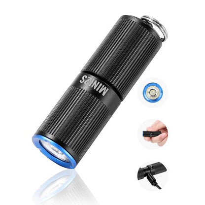 Keychain Flashlight, Rechargeable Mini LED Flashlight, 200 High Lumens Pocket-Sized Flashlight with 2 Lighting Modes, IPX7 Waterproof Portable Flashlight for Everyday Carry, Camping, Emergencies