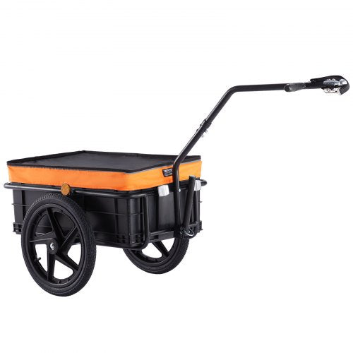 Bike Cargo Trailer, 88 lbs Load Capacity, Heavy-Duty Bicycle Wagon Cart, Foldable Compact Storage with Universal Hitch, Waterproof Cover, 16" Wheels, Safe Reflectors, Fits 24"-28" Bike Wheels