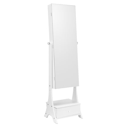 Spegel Smyckesskåp Stående Spegel med Förvaring Full Längd Vit