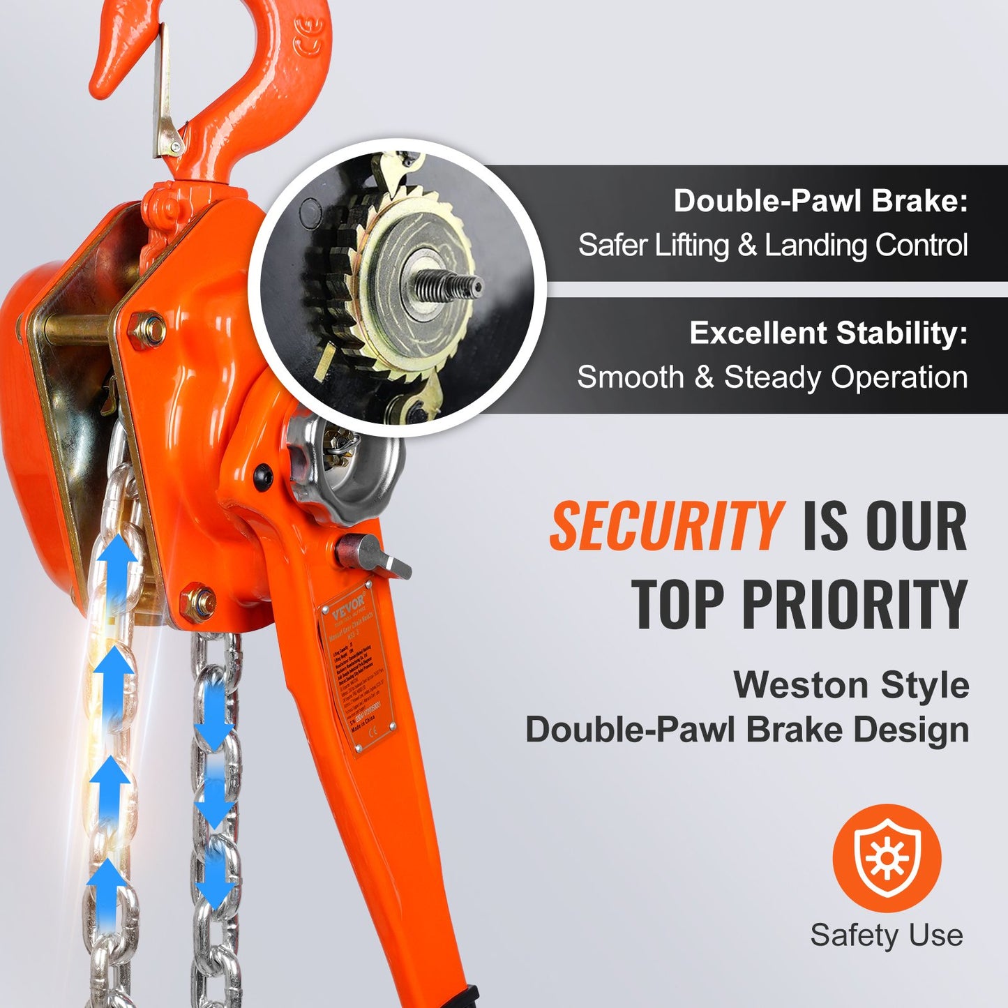 Manual Lever Chain Hoist, 3 Ton 6600 lbs Capacity 10 FT Come Along, G80 Galvanized Carbon Steel with Weston Double-Pawl Brake, Auto Chain Leading & 360° Rotation Hook, for Garage Factory Dock