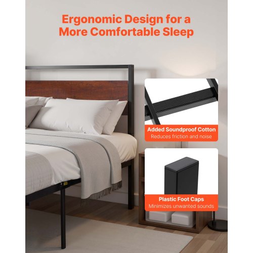 Metallbettrahmen mit Queensize-Bett, Kopf- und Fußteil, 35 cm | EU