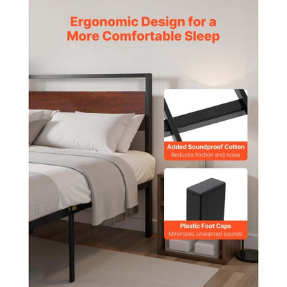 Metallbettrahmen mit Queensize-Bett, Kopf- und Fußteil, 35 cm | EU