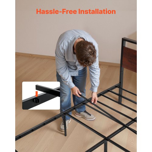 Metallbettrahmen, volle Größe, mit Kopfteil und Stauraum unter dem Bett, 35 cm | EU