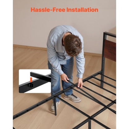 Metallbettrahmen, volle Größe, mit Kopfteil und Stauraum unter dem Bett, 35 cm | EU