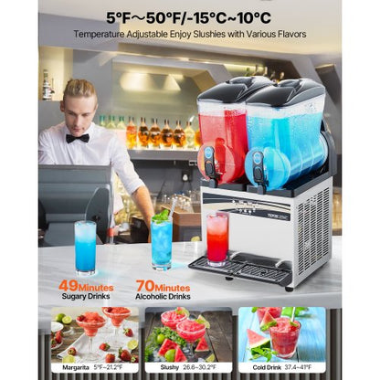 Kommerzielle Slush-Maschine 15Lx2 Tank Margarita Smoothie Frozen Drink Machine | EU