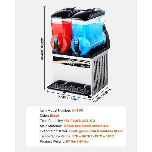 Kommerzielle Slush-Maschine 15Lx2 Tank Margarita Smoothie Frozen Drink Machine | EU