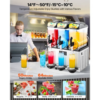 Kommersiell Slushmaskin 15Lx3 Tank Margarita Smoothie Frysdryckesmaskin |  EU