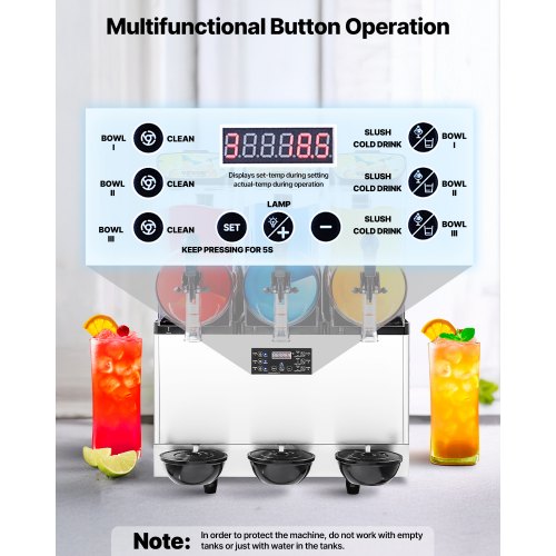 Kommersiell Slushmaskin 15Lx3 Tank Margarita Smoothie Frysdryckesmaskin |  EU