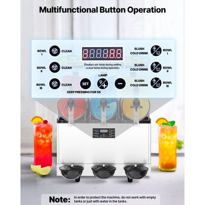 Kommersiell Slushmaskin 15Lx3 Tank Margarita Smoothie Frysdryckesmaskin |  EU