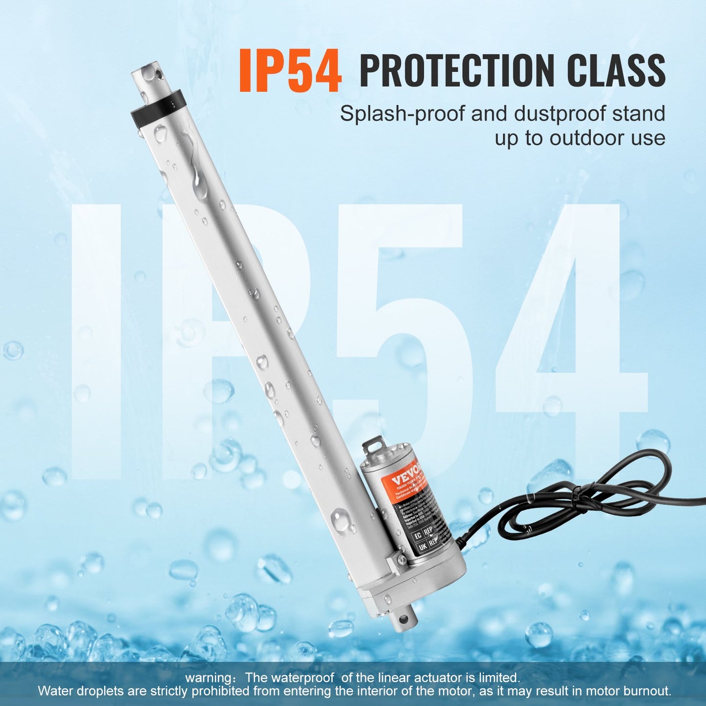 Linear Actuator 12V, 12 Inch High Speed 0.55"/s Linear Actuator, 220lbs/1000N Linear Motion Actuator with Mounting Bracket and IP54 Protection