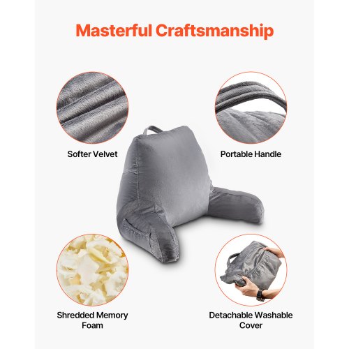 Lesekissen, Standardgröße, Bettkissen mit zerkleinertem Memory-Schaum, waschbar