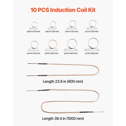 10 st magnetisk induktionsvärmare, induktorvärmetillbehör, minivärmaresats med flexibilitet och lång livslängd, för borttagning av rostiga bultar och muttrar, 8 spolar + 1 U-formad + 1 friformning |  EU