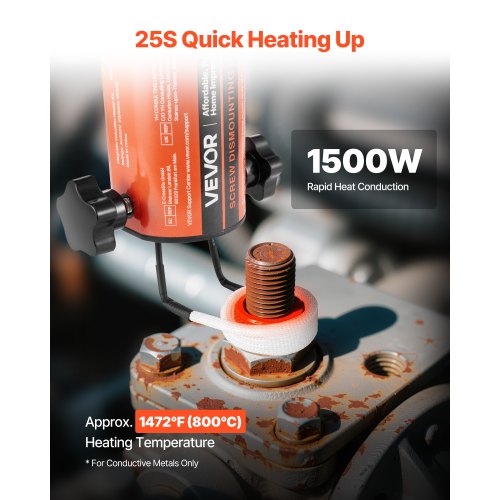 Induktionsvärmare Bultborttagning, 1500W 230V Magnetisk Induktionsvärmare Kit, Handhållet Mutterbrytare, Mini Värmemaskin för Borttagning av Rostiga Skruvar, reparationsverktyg för Bilgarage med 8 Spolar och Ask |  EU