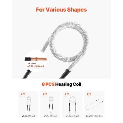 Induktionsvärmare Bultborttagning, 1500W 230V Magnetisk Induktionsvärmare Kit, Handhållet Mutterbrytare, Mini Värmemaskin för Borttagning av Rostiga Skruvar, reparationsverktyg för Bilgarage med 8 Spolar och Ask |  EU