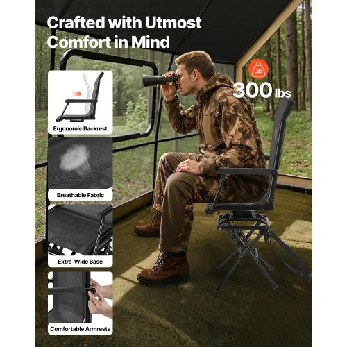 Jagdstuhl, 360° drehbar, leise, klappbar, Armlehne, Stahlrahmen | EU