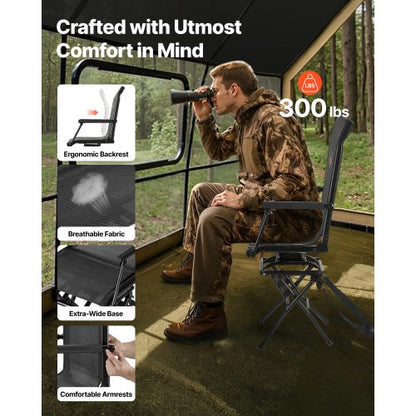 Jagdstuhl, 360° drehbar, leise, klappbar, Armlehne, Stahlrahmen | EU