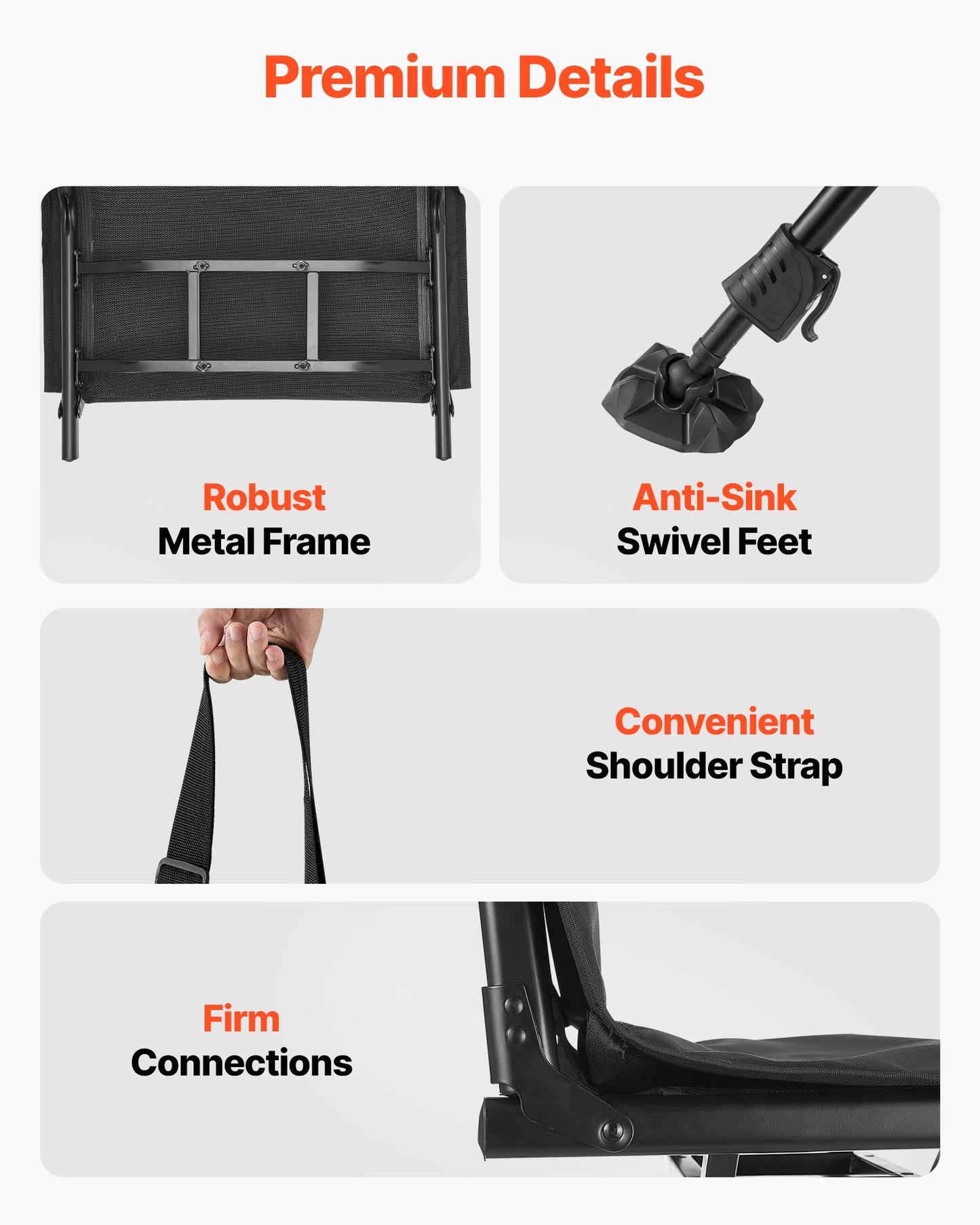 Hunting Chair, 360° Silent Swivel, Foldable Portable Blind Chair, Heavy-Duty Steel Frame Ground Stool Seat,with Seat Cover, Anti-Sink Feet, Height Adjustable, 350 Lbs Capacity, for Fishing