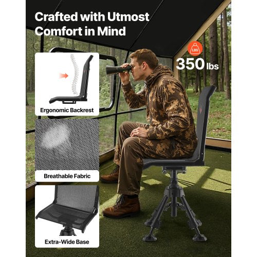 Hunting Chair 360° Swivel Silent Folding Blind Chair with Adjustable Legs | EU