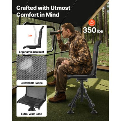 Hunting Chair 360° Swivel Silent Folding Blind Chair with Adjustable Legs | EU