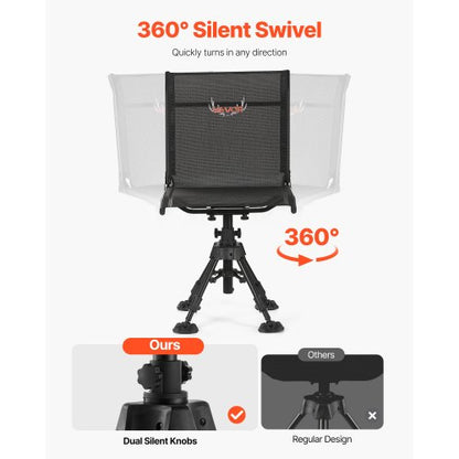 Hunting Chair 360° Swivel Silent Folding Blind Chair with Adjustable Legs | EU