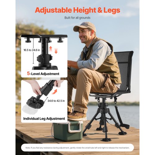 Hunting Chair 360° Swivel Silent Folding Blind Chair with Adjustable Legs | EU