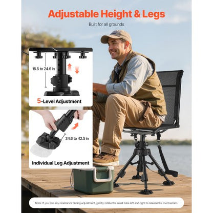 Hunting Chair 360° Swivel Silent Folding Blind Chair with Adjustable Legs | EU