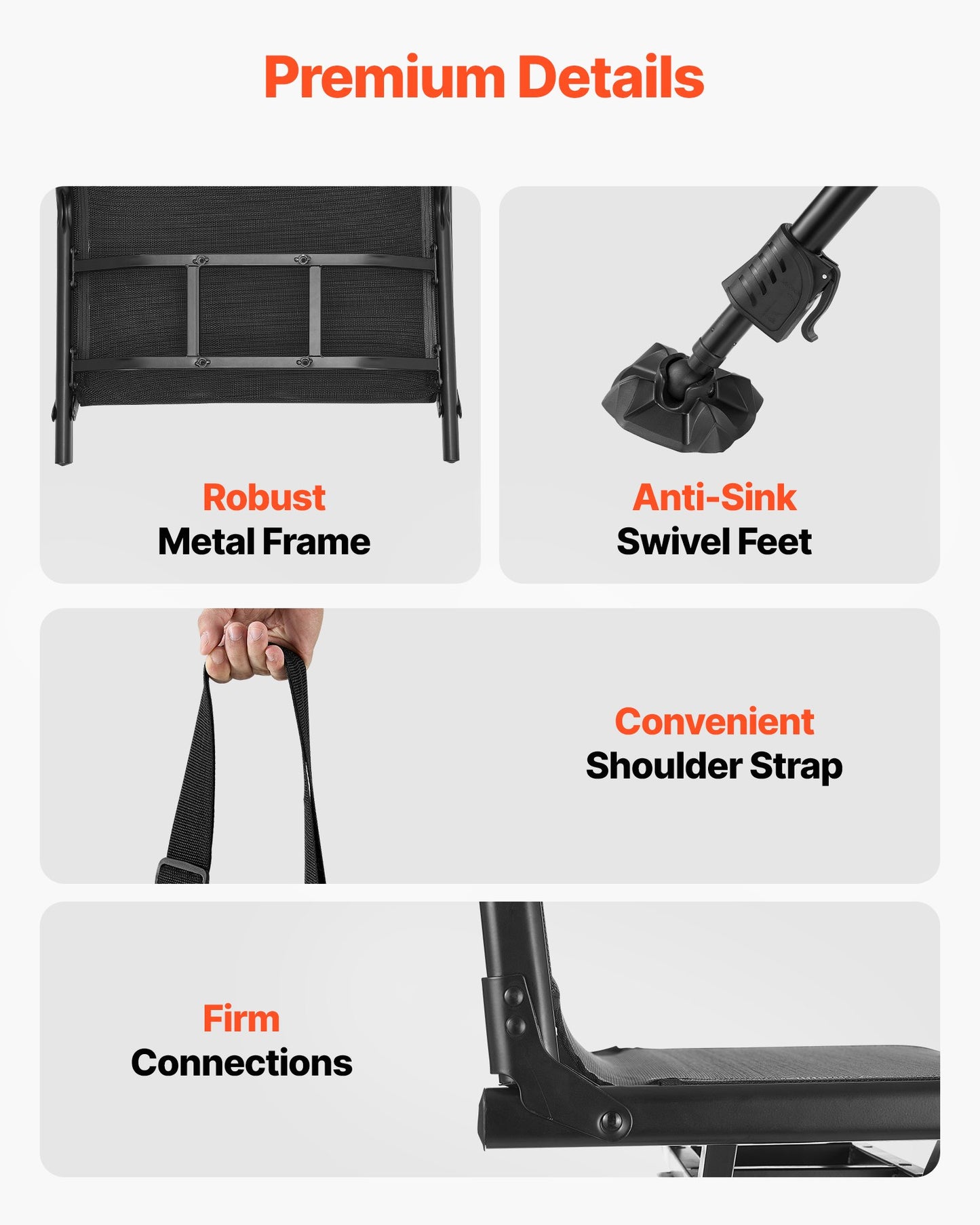 Hunting Chair, 360° Silent Swivel, Foldable Portable Blind Chair, Heavy-Duty Steel Frame Ground Stool Seat with Anti-Sink Swivel Feet, Height Adjustable, 350 Lbs Capacity for Fishing Camping