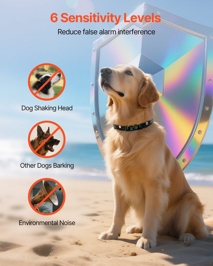 Dog Bark Collar, Smart Bark Collar for Large Medium Small Dogs, IP67 Waterproof Rechargeable Anti-Bark Collars for Dogs, Dog Anti-Barking Device, 6 Adjustable Sensitivity Beep Vibration (Black)
