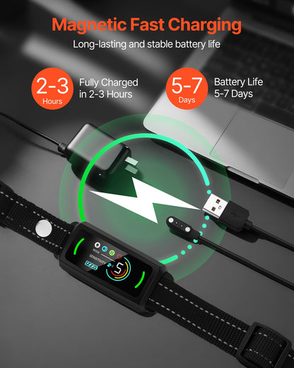 Dog Bark Collar, Smart Bark Collar for Large Medium Small Dogs, IP67 Waterproof Rechargeable Anti-Bark Collars for Dogs, Dog Anti-Barking Device, 6 Adjustable Sensitivity Beep Vibration (Black)