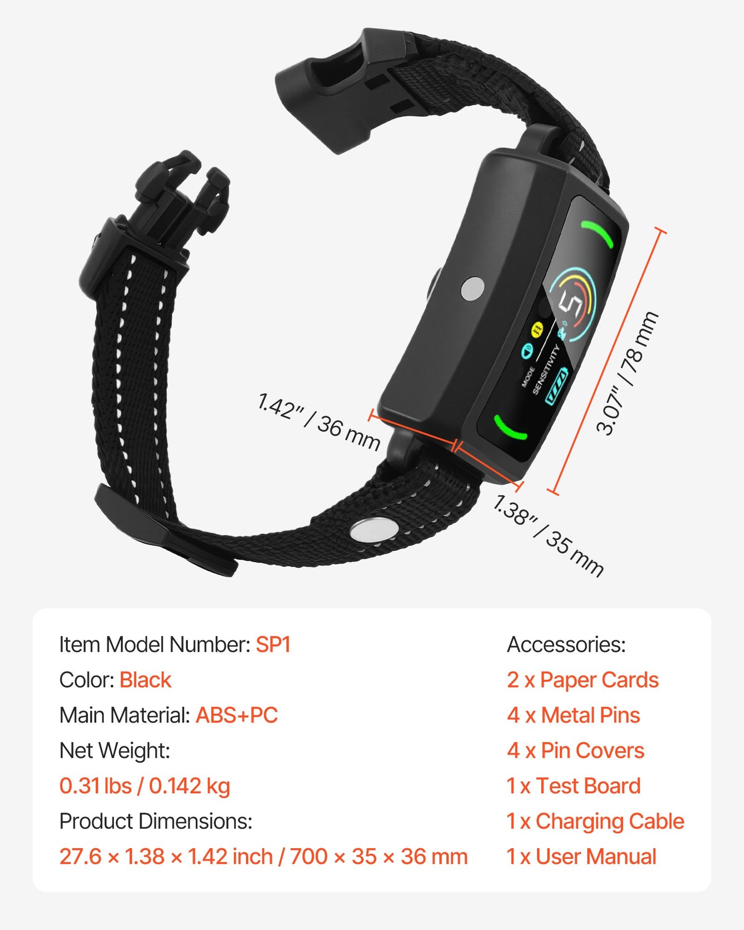 Dog Bark Collar, Smart Bark Collar for Large Medium Small Dogs, IP67 Waterproof Rechargeable Anti-Bark Collars for Dogs, Dog Anti-Barking Device, 6 Adjustable Sensitivity Beep Vibration (Black)