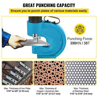 CH-70 Hydraulic Hole Punching Tool 35T Hole Digger Force Puncher Smooth Hole Puncher for Iron Plate Copper Bar Aluminum Stainless Steel