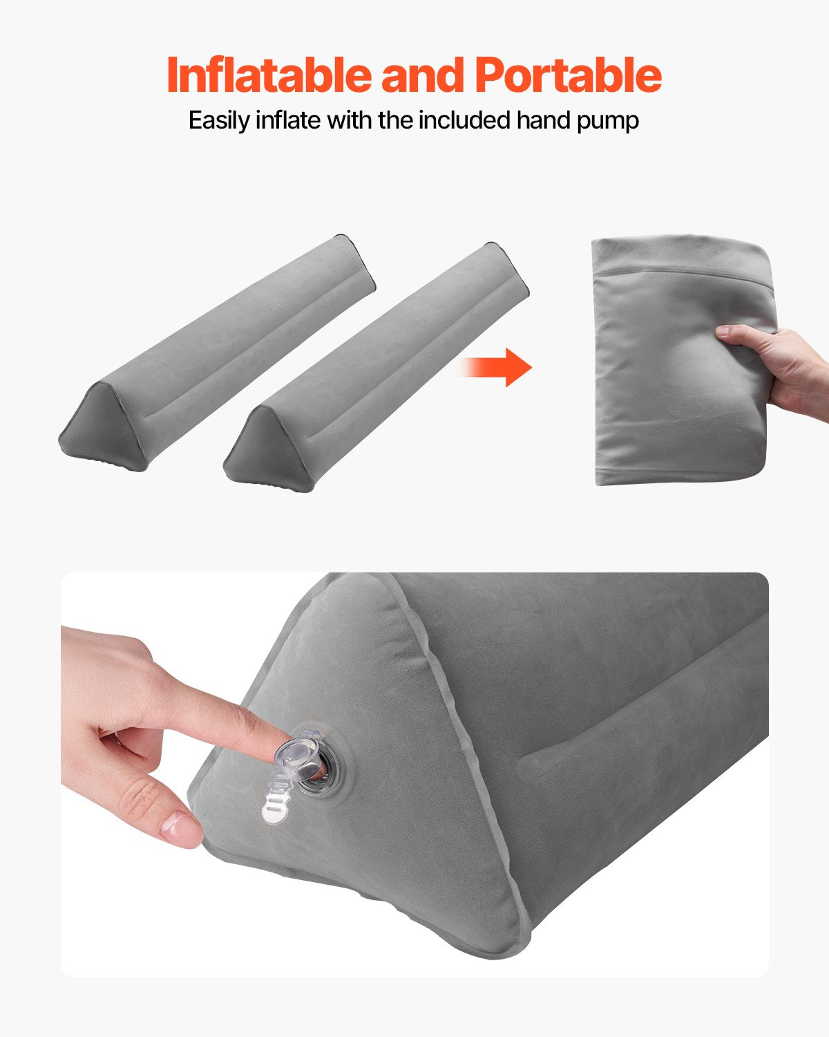 Sängstötfångare för småbarn 47,4-tums uppblåsbar sängskyddsräcke med handpump