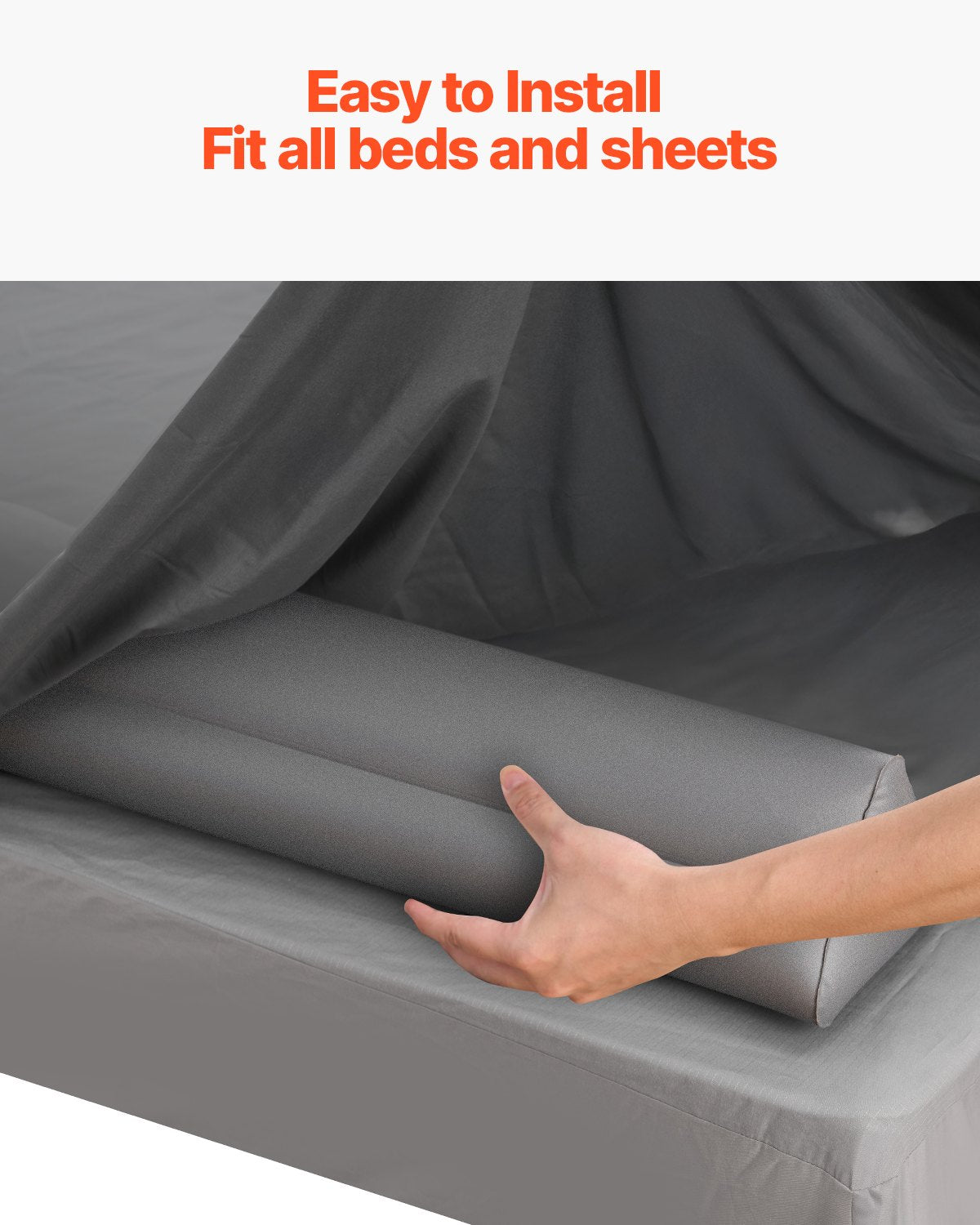 Sängstötfångare för småbarn 47,4-tums uppblåsbar sängskyddsräcke med handpump