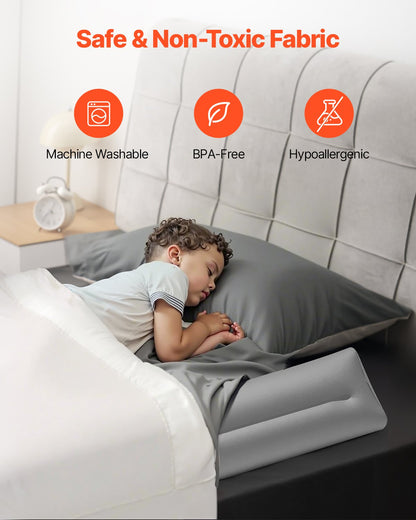 Sängstötfångare för småbarn 47,4-tums uppblåsbar sängskyddsräcke med handpump