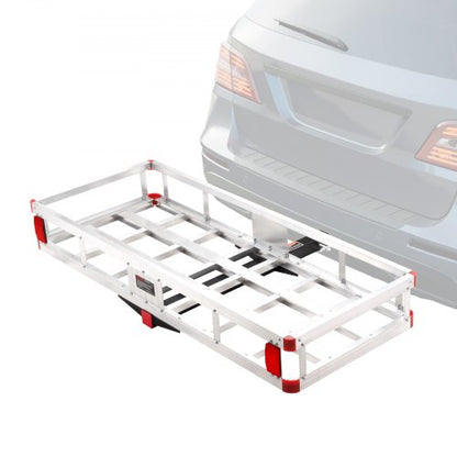 49.4 x 22.4 x 7.1 in Hitch Cargo Carrier, 500lbs Loading Capacity Trailer Hitch Mounted Cargo Basket, Rust-proof Aluminum Luggage Carrier Rack Fits 2" Hitch Receiver for SUV Truck Pickup Camping