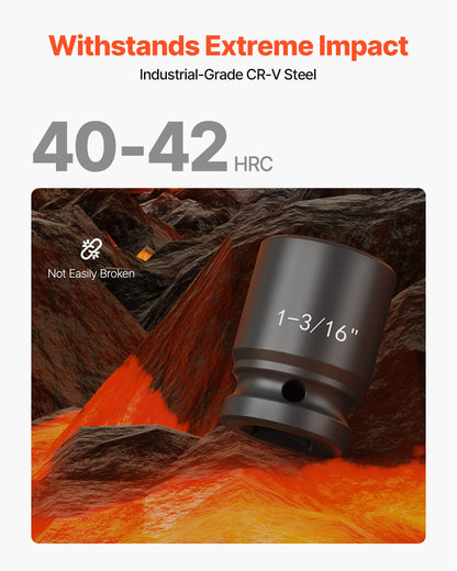 3/4 in Drive Impact Socket Set, 27 Pieces SAE 7/8 in to 2 in and Metric 22 mm to 50 mm, 6 Point Cr-V Alloy Steel for Auto Repair, Includes Extension Bars, Ratchet Handle and Storage Case