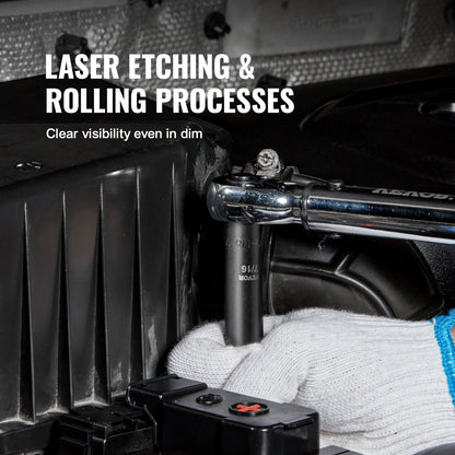 3/8" Drive Impact Socket Set, SAE 1/4"-3/4" and Metric 6-19mm 90 Piece Socket Set, 6 Point Cr-Mo Alloy Steel for Auto Repair, Includes Extension Bars Universal Joint Adapter Lock Storage Case