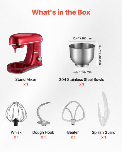 Stand Mixer, 8.2 QT Electric Kitchen Mixer, 660W Dough-Mixer, 6 + Pulse Speeds Tilt-head Food-Mixer with Stainless Steel Bowl, Dough Hook, Whisk, Beater, for Baking, Mixing, Whipping & Kneading