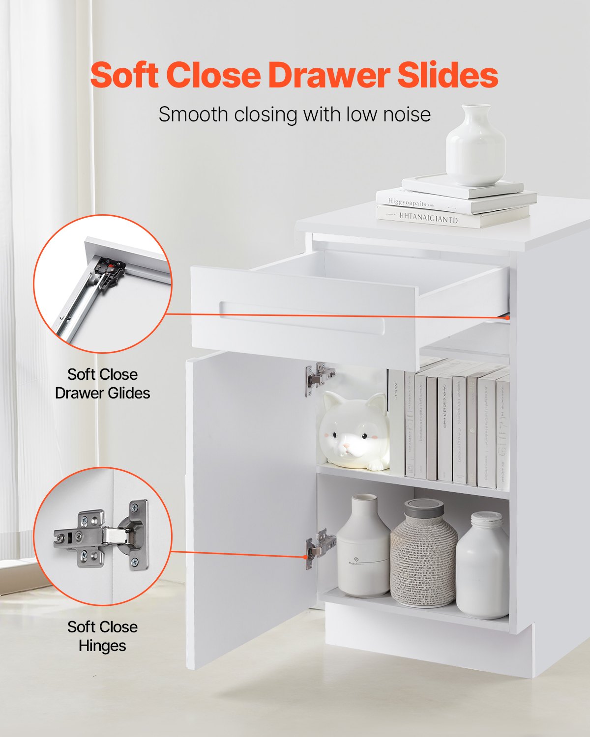 White Shaker Base Cabinet with Drawer, 18-Inch Unassembled Drawer Base Cabinet, 18" W x 24" D x 34.5" H Ready to Assemble Cabinet with Soft-Close Door and Adjustable Shelf, for Home Office
