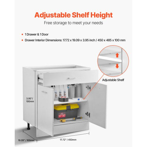 Shaker Unterschrank 86 cm B x 43 cm T x 81 cm H Montagefertig mit Schublade | EU