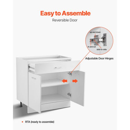 Shaker Unterschrank 86 cm B x 43 cm T x 81 cm H Montagefertig mit Schublade | EU