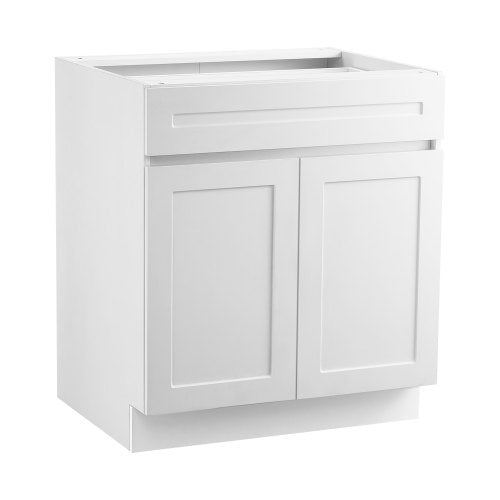 White Shaker Base Cabinet with Drawer, 36-Inch Unassembled Drawer Base Cabinet, 36" W x 24" D x 34.5" H Ready to Assemble Cabinet with Soft-Close Doors and Adjustable Shelf, for Home Office