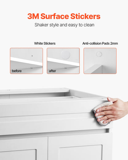 White Shaker Base Cabinet with Drawer, 36-Inch Unassembled Drawer Base Cabinet, 36" W x 24" D x 34.5" H Ready to Assemble Cabinet with Soft-Close Doors and Adjustable Shelf, for Home Office