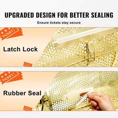 Lotterietrommel, 29,4 x 19,8 cm, messingbeschichteter Lotterieschein-Drehkäfig, fasst 2.500 Lose oder 100 Tischtennisbälle, Lotterie-Drehkäfig aus Metall mit gedrehtem Holzgriff, für Bingo-Welpen