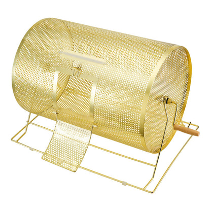 Lotterietrommel, 14,8 x Ø 21,26 Zoll, messingbeschichteter Drehkäfig für Lotterielose, fasst 10.000 Lose oder 300 Tischtennisbälle, Metall-Lotterie-Drehziehtrommel mit hölzernem Drehgriff, für Bingo-Abstimmungen