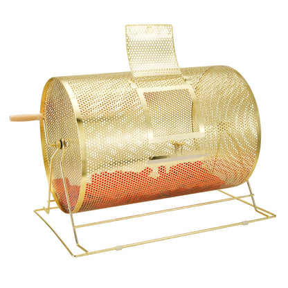 Lotterietrommel, 14,8 x Ø 21,26 Zoll, messingbeschichteter Drehkäfig für Lotterielose, fasst 10.000 Lose oder 300 Tischtennisbälle, Metall-Lotterie-Drehziehtrommel mit hölzernem Drehgriff, für Bingo-Abstimmungen