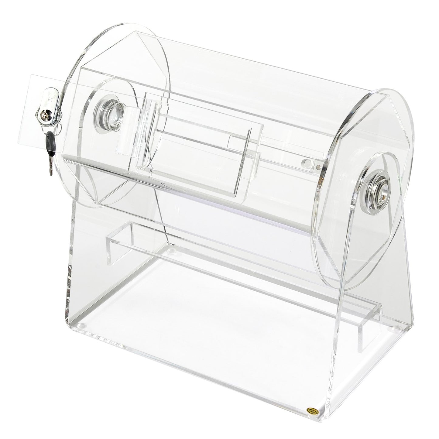 Acryl-Lottotrommel für 2500 Lose oder 100 Lottokugeln, professioneller Lottoschein-Drehkäfig mit 2 Schlüsseln, transparente Lottoziehung, Lottoscheinbox für Lottospiele Bingo