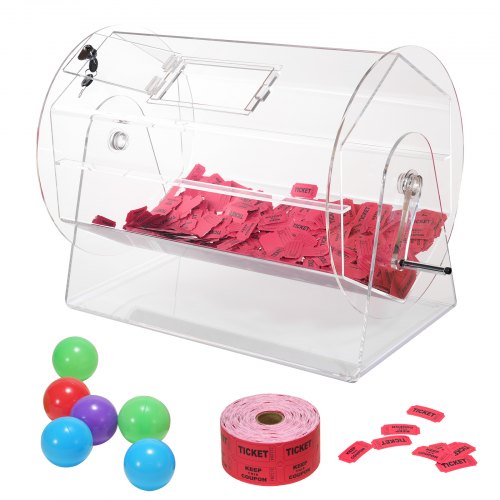 Acrylic Raffle Drum,Professional Raffle Ticket Spinning Cage with 2 Keys, Transparent Lottery Spinning Drawing, Holds 10000 Tickets or 300 Raffle Balls, Raffle Ticket Box for Lottery Games Bing