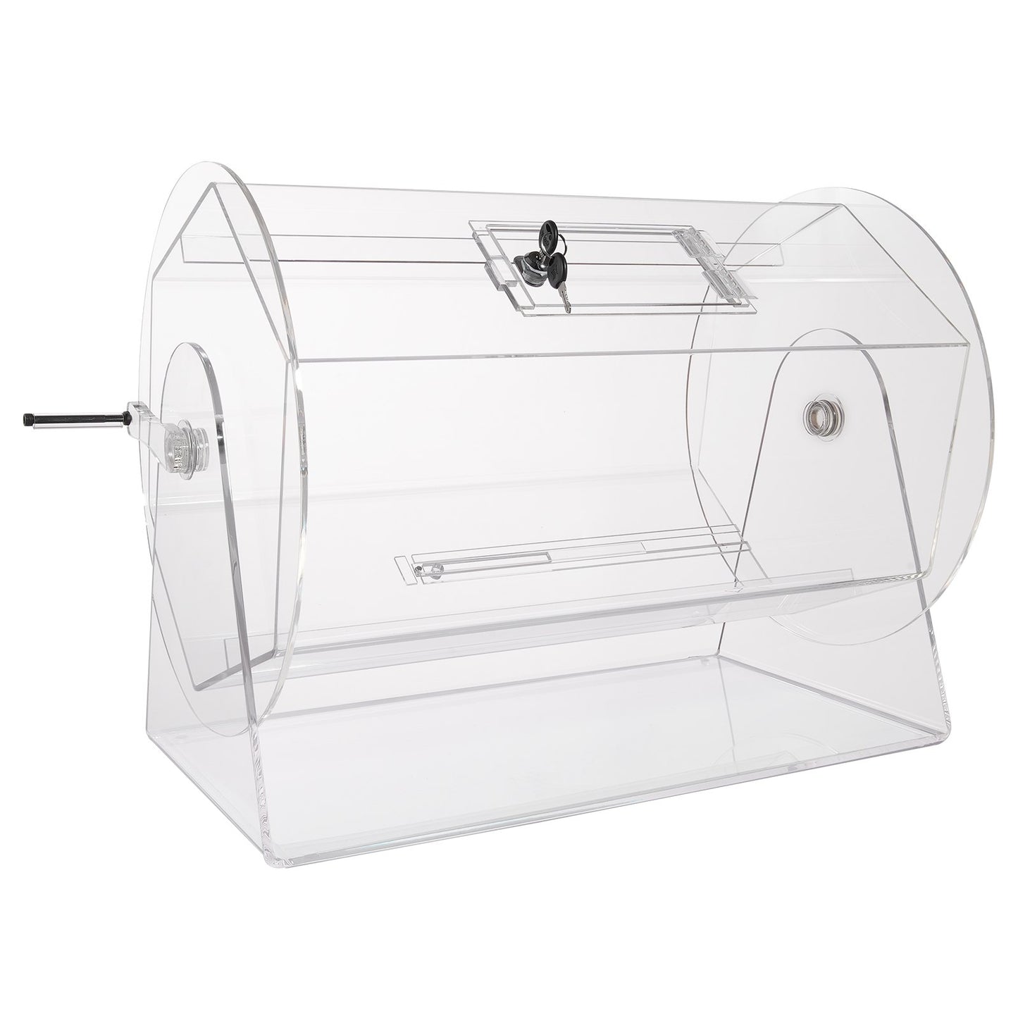 Akryl lotteritrumma, rymmer 10 000 lotter eller 300 lotteribollar, professionell lotterilottsnurrbur med 2 nycklar, transparent lotteridragning, lotteribiljettlåda för lotterispel Bing